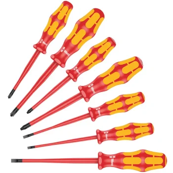 Wera 160 iSS/7 Kraftform Plus 100 Serisi Tornavida Seti , İnce Bıçaklı ve Saplı