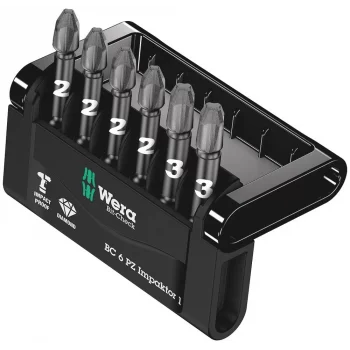Wera Bit-Check 6 PZ Impaktor 1 Profesyonel Matkap Vidalama Tornavida bits Uçları
