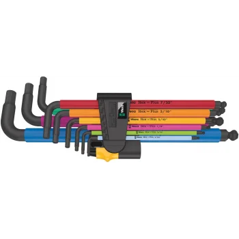 Wera 950/9 Hex-Plus Renkli Emperyal 2 Allen Anahtar Set, inç, BlackLaser