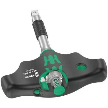 Wera 411 A RA 1/4 Kare Sürücülü Cırcırlı T Saplı Tornavida, 1/4 x 45 mm