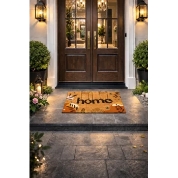 Esnature Home Bohem Temalı Dağ ve Yaprak Desenli Kapı Önü Paspası 45x70 Cm