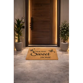 Esnature Evim Evim Güzel Evim Home Sweet Home Kahverengi Kapı Önü Paspası 45x70 Cm