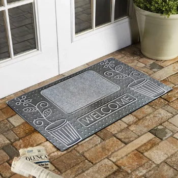 Esnature Toz Alıcı Keçeli Gümüş Renk Kauçuk Kapı Önü Paspası 40x70 Cm
