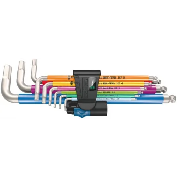 Wera 3950/9 Hex-Plus Renkli HF Paslanmaz 1 Allen Anahtar Set, metrik, Paslanmaz, Tutma Fonksiyonlu