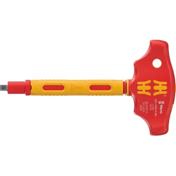 Wera 410 i VDE A RA 1/4 lokmalar için cırcırlı VDE yalıtımlı T saplı adaptör tornavida, 1/4 x 130 mm