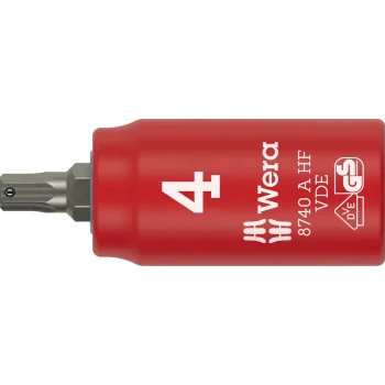 Wera 8740 A VDE HF Zyklop lokma bits, izole, 1/4 soketli, altıgen soketli vidalar için tutucu özellikli, 4 x 45 mm