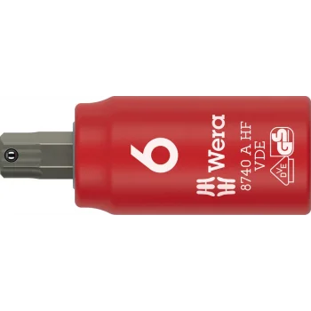 Wera 8740 A VDE HF Zyklop lokma bits, izole, 1/4 soketli, altıgen soketli vidalar için tutucu özellikli, 6 x 45 mm
