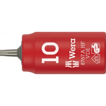Wera 8767 A VDE HF TORX® Zyklop lokma bits, izole, 1/4 soketli, tutucu özellikli, TX 10 x 36 mm