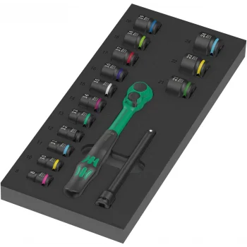Wera 9724 Özel Kesim Sünger 8010 B Zyklop Comfort Cırcır Set 1, 3/8
