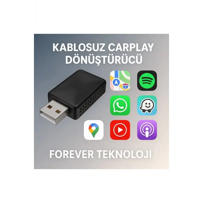 Kablosuz CarPlay & Android Auto Adaptörü  Apple ve Android Cihazlar İçin Evrensel Wireless Carplay Çevirici