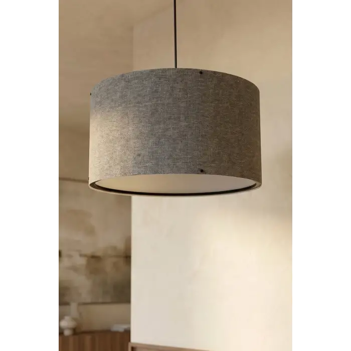 Koyu Gri Kumaş Başlıklı Sarkıt Avize 35 CM