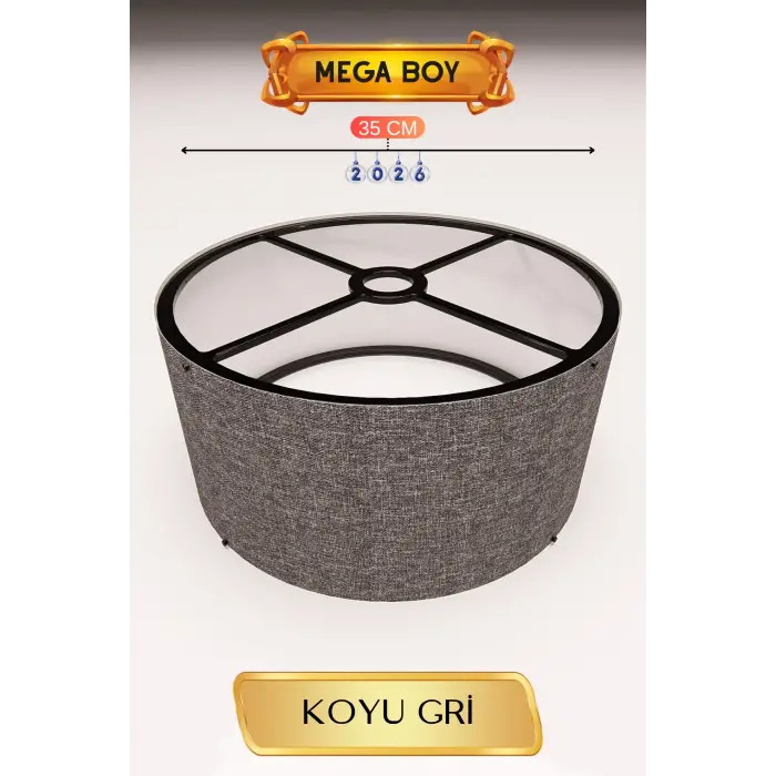 Koyu Gri Lambader Başlığı 35 CM Mega Boy