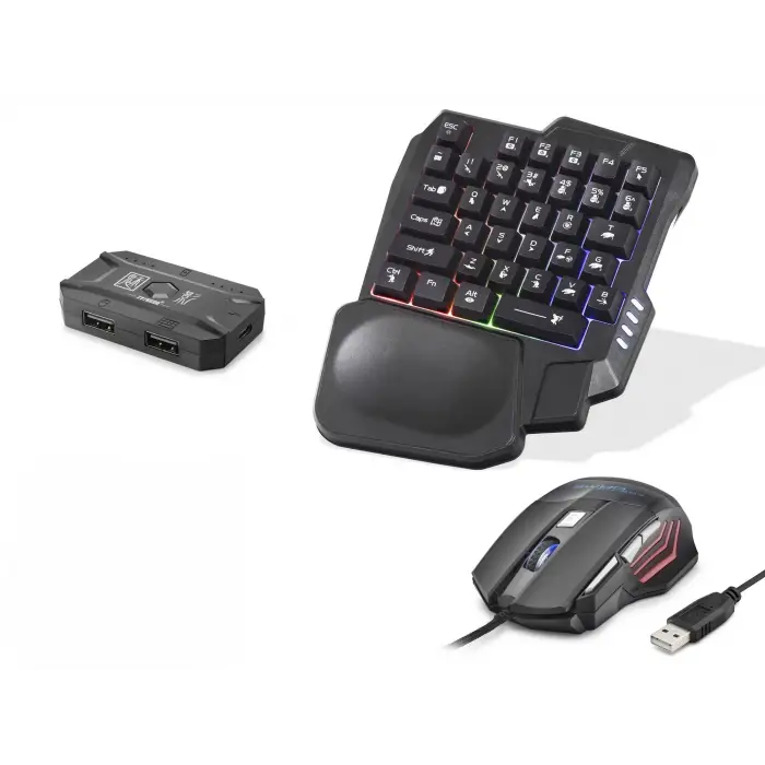 Mobil Oyun Klavye Mouse Dönüştürücü Seti Rgb Siyah K191