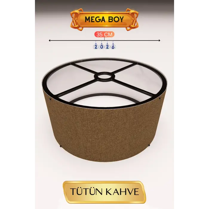 Tütün Kahve Lambader Başlığı 35 CM Mega Boy