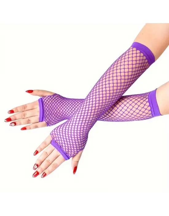 80’ler 90’lar Retro Mor File Parmaksız Eldiven 26 cm
