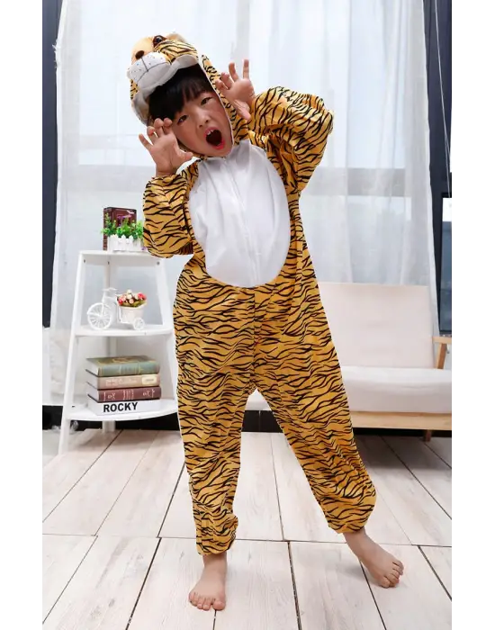 Çocuk Kaplan Kostumu - Aslan Kostümü 6-7 Yaş 120 cm