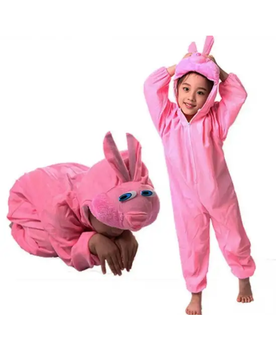 Çocuk Tavşan Kostümü Pembe Renk 2-3 Yaş 80 cm