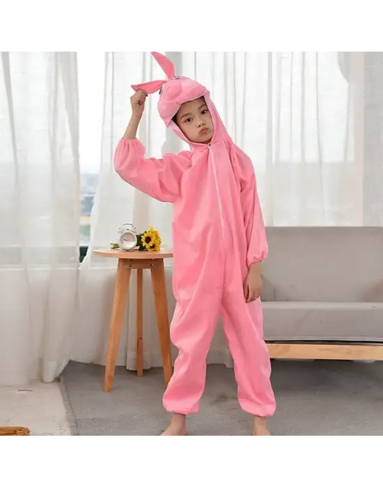 Çocuk Tavşan Kostümü Pembe Renk 4-5 Yaş 100 cm