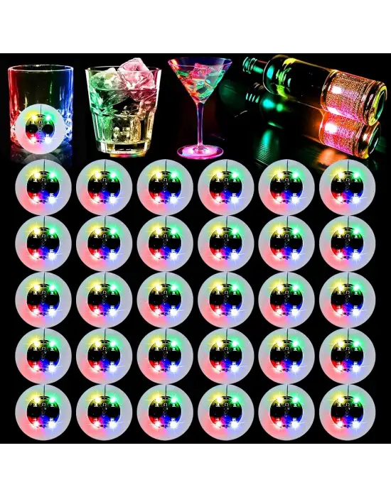 Işıklı Yapışkanlı Bardak Altı Aparatı Ledli 3 Modlu 6 cm Çap 1 Adet