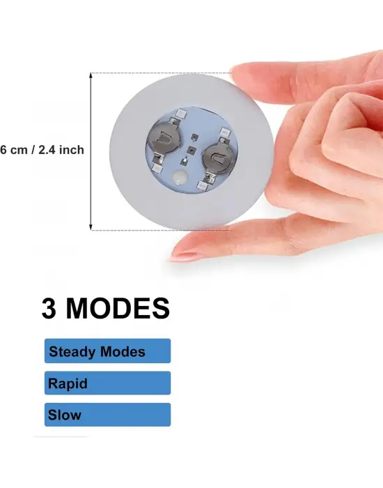 Işıklı Yapışkanlı Bardak Altı Aparatı Ledli 3 Modlu 6 cm Çap 1 Adet