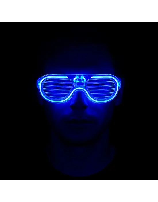 Mavi Led Işıklı Parti Gözlüğü - Neon Glow Şerit Gözlük 3 Modlu