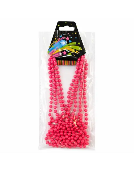 Neon Pembe Boncuk Kolye 80 cm – Retro 80’ler 90’lar Parti Aksesuarı