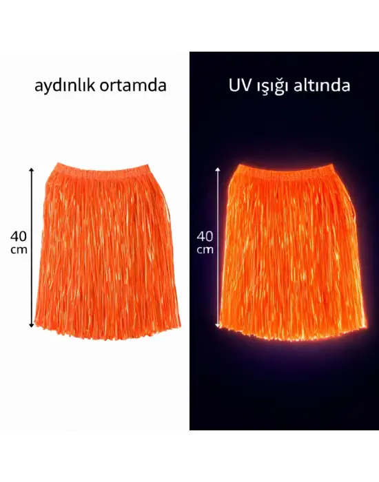 Neon Turuncu Hawaii Parti Eteği 40 cm