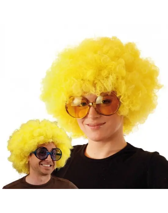 Sarı Renk Kıvırcık Afro Bonus Peruk