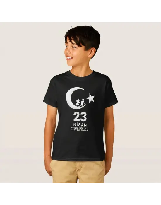 SBRD- 23 Nisan Çocuk Bayramı Baskılı Özel T-shirt - Siyah