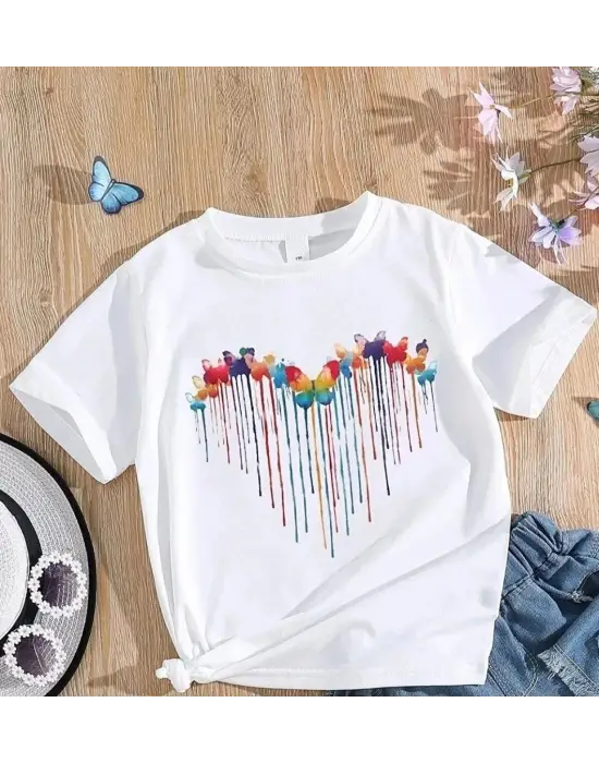 SBRD- Çocuk Unisex Baskılı T-shirt - Beyaz