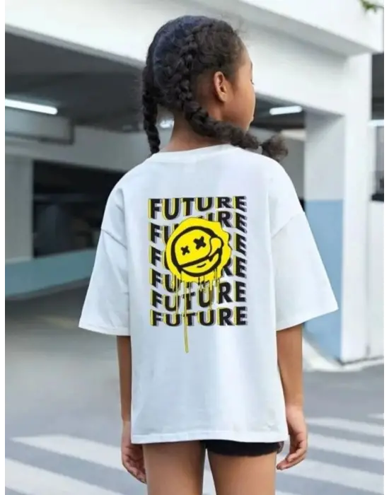SBRD- Çocuk Unisex Baskılı T-shirt - Beyaz