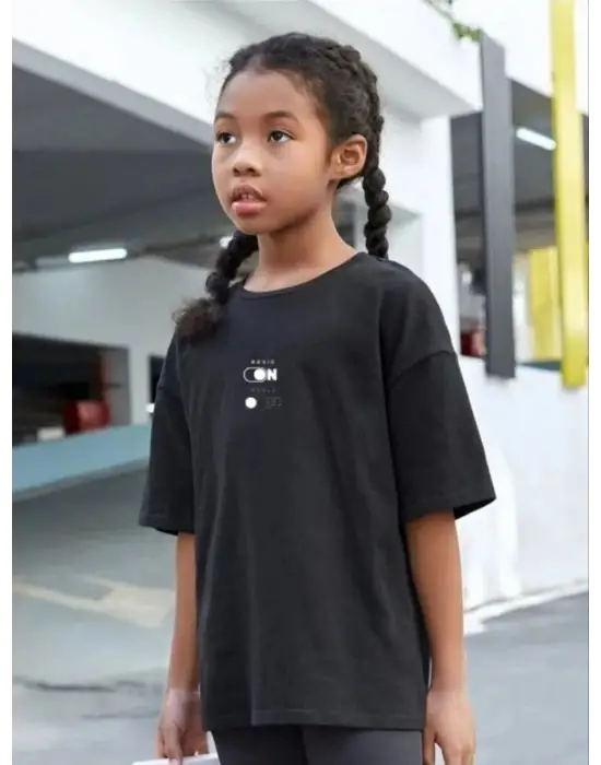 SBRD- Çocuk Unisex Baskılı T-shirt - Siyah