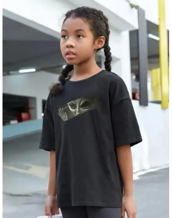 SBRD- Çocuk Unisex Baskılı T-shirt - Siyah