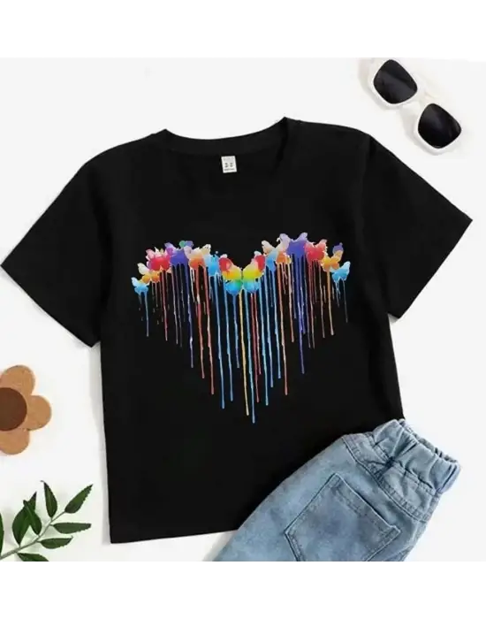 SBRD- Çocuk Unisex Baskılı T-shirt - Siyah