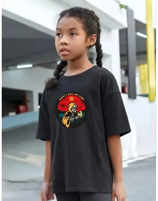 SBRD- Çocuk Unisex Baskılı T-shirt - Siyah