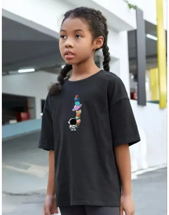 SBRD- Çocuk Unisex Baskılı T-shirt - Siyah