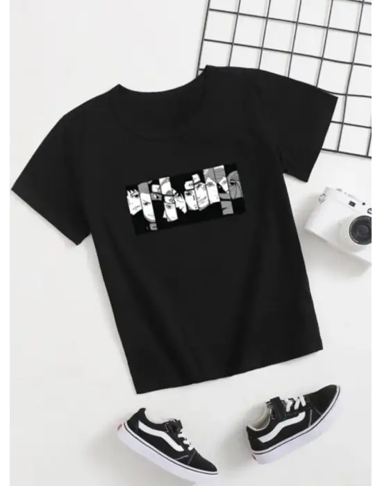 SBRD- Çocuk Unisex Baskılı T-shirt - Siyah