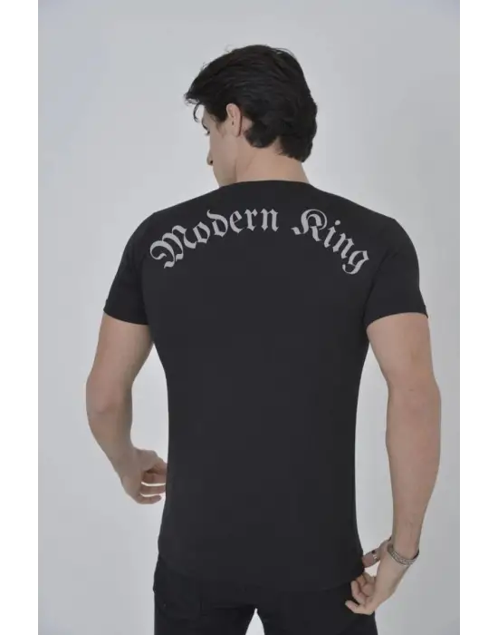 SBRD- Erkek Göğüs File Aksesuarlı T-shirt - Siyah