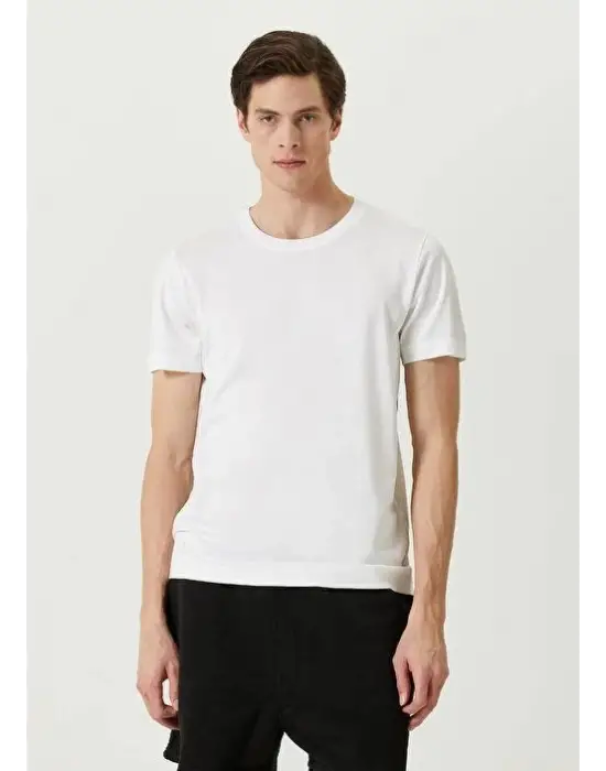 SBRD- Erkek  Tişört Basic Bisiklet Yaka Regular kısa Kol T-shirt - Beyaz