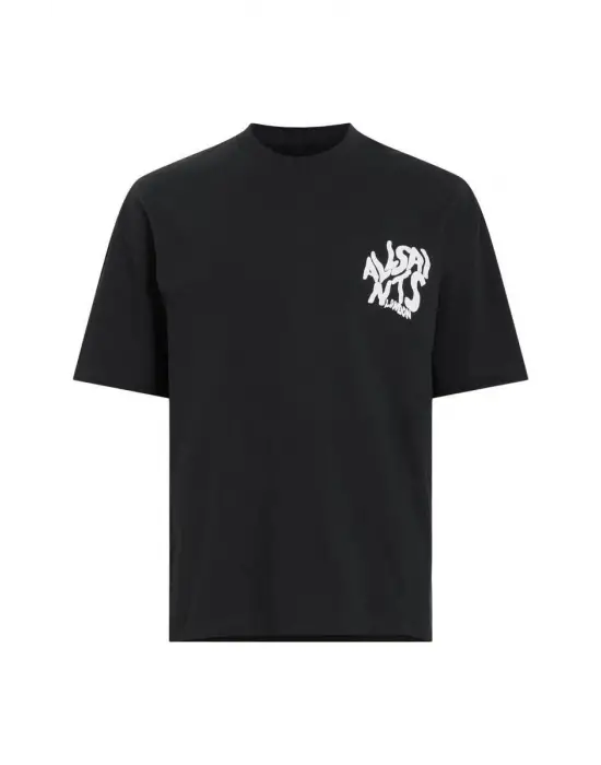 SBRD- Erkek Tişört Baskılı Oversize Kısa Kol T-shirt - Siyah