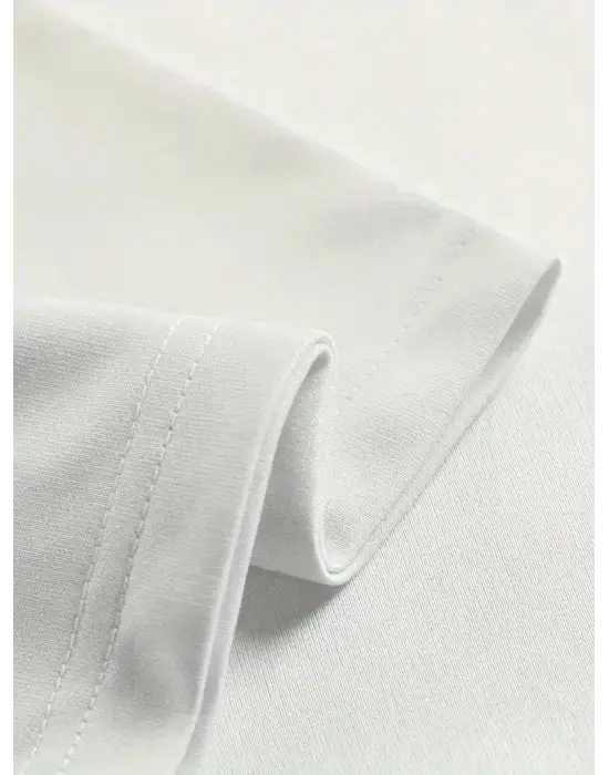 SBRD- Erkek Tişört Penye Compack Ejder Baskılı Bisiklet Yaka T-shirt - Beyaz