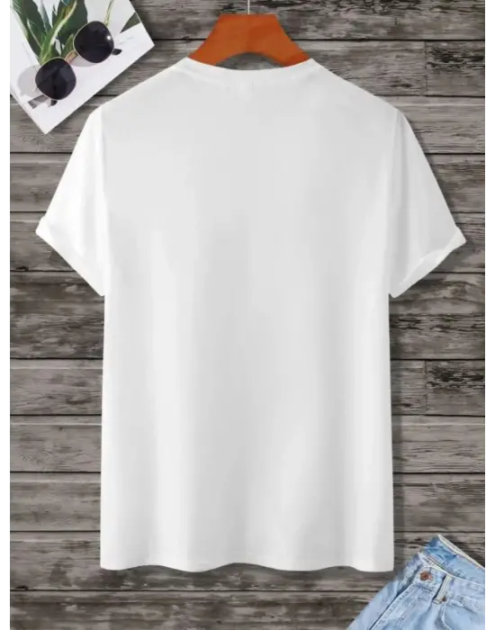 SBRD- Kadın Baskılı Oversize  Kısa Kol T-shirt - Beyaz