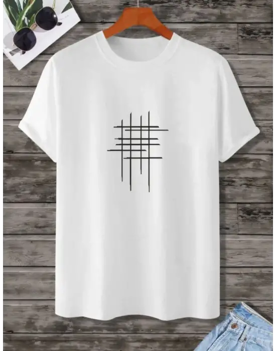 SBRD- Kadın Baskılı Oversize  Kısa Kol T-shirt - Beyaz