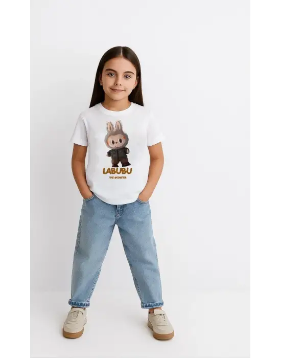 SBRD- Kız Çocuk Baskılı T-shirt - Beyaz