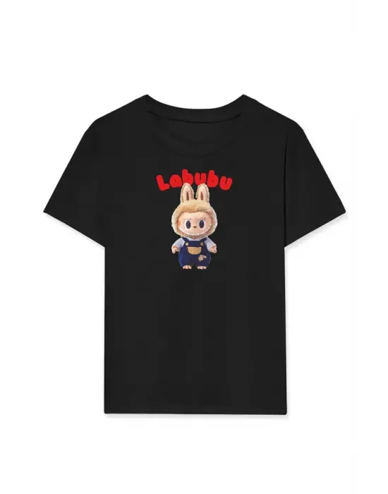 SBRD- Kız Labubu Çocuk Baskılı T-shirt - Beyaz
