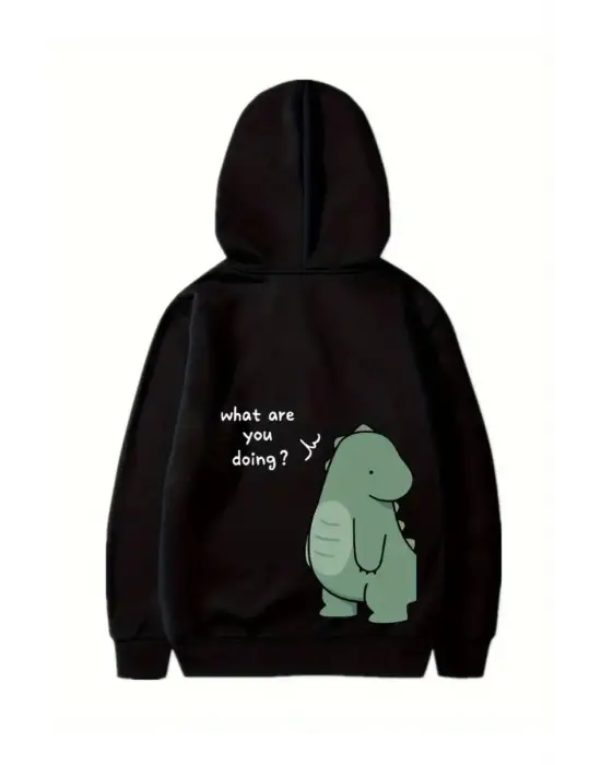 SBRD- Sevgililer Günü Özel Unisex Kapüşonlu Baskılı Oversize Sweatshirt - Siyah