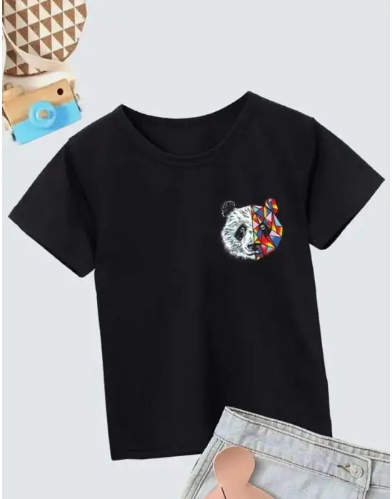 SBRD- Unisex Çocuk Baskılı T-shirt - Siyah