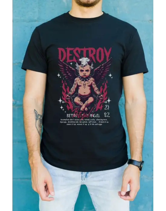 SBRD- Unisex Oversize 24/1 Penye Dtf Baskılı Tişört - Dtf106