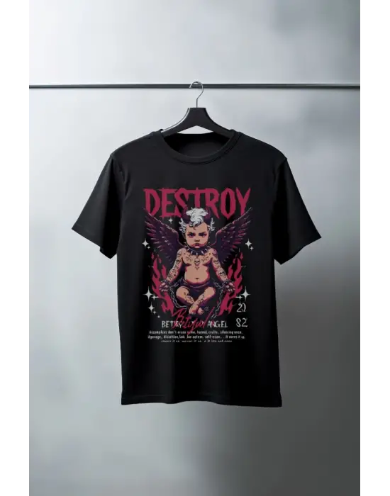 SBRD- Unisex Oversize 24/1 Penye Dtf Baskılı Tişört - Dtf106