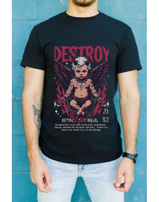 SBRD- Unisex Oversize 24/1 Penye Dtf Baskılı Tişört - Dtf144